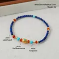 Bracciale delicato in perle di pietra naturale con lapislazzuli e turchese, 15cm - Bracciale Lapislazzuli Avventurina Rossa / Circonferenza della Mano 15cm
