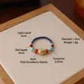 Handgefertigter Natursteinring mit Lapislazuli, rotem Achat und Türkis in Gold-Optik - Natürlicher Lapislazuli & Türkis (HYL267276)