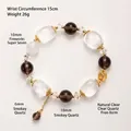 Elegantes Armband aus klarem und Rauchquarz mit goldfarbenen Akzenten für Damen - Handgelenkumfang 15cm / Rauchquarz Weißkristall Stil