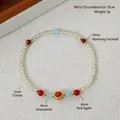 Bracelet en perles fait main avec amazonite, citrine et agate rouge 4mm - Bracelet Citrine Agate Rouge / Circonférence de Main 15cm