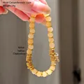 Bracelet raffiné en perles de calcédoine jaune naturelle aux détails dorés de luxe - Bracelet Calcédoine Jaune Feuille d'Or - Amélioré (HYL267273)