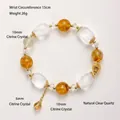Armband aus natürlichem Bergkristall und gelbem Citrin mit hochwertigen Perlen Modell - Handgelenkumfang 15cm / Citrin Weißkristall Stil