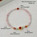 Bracelet élégant en perles de cristal naturel multicolore avec grenat et quartz fraise - Bracelet Quartz Fraise Rose Agate Rouge du Sud / Circonférence de Main 15cm