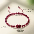 Handmade natural garnet and cinnabar beaded bracelet with twin lotus flower charm - Twin Lotus Style / 3.5mm / 3.5mm Natural Garnet Twin Lotus Bracelet