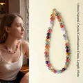 Collar de cuentas de cristal de piedras naturales de 10 mm, largo 45 cm - Estilo de Cuentas Redondas de 10mm / Longitud de la cadena aprox. 45 cm