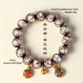 Bracelet traditionnel en verre émaillé aux cendres avec breloques de bête porte-bonheur - Famille de Bête Tunjin Blanche / 14mm