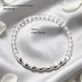 Élégant bracelet en cristal de roche 4mm avec perles ovales argentées, taille 15cm - Bracelet Boucle Simple Cristal Blanc / Diamètre des perles 4MM