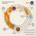 Taurus natuurlijke kristallen kralenarmband met aquamarijn, citrien en tijgeroog - Stier / Split Ring