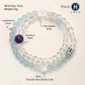 Vissen sterrenbeeld armband gemaakt van natuurlijke kristallen met amethist en aquamarijn - Vissen / Split Ring