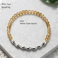 Bracelet élégant en perles de citrine avec des accents de riz argenté sur pierre - Bracelet Boucle Simple Citrine / Diamètre des perles 4MM