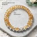 Bracelet en perles de citrine naturelle de 4mm avec détails argentés, 15cm, 12g - Bracelet Double Boucle Citrine / Diamètre des perles 4MM