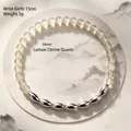 Bracelet élégant en quartz jaune citron 4mm avec accents en argent poli pour les femmes - Bracelet Boucle Simple Citrine Citron / Diamètre des perles 4MM