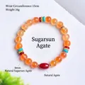 Bracelet en perles d'agate cœur de sucre naturel pour femmes, style chinois rétro. - Perles de 8mm (Circonférence 15cm) / Style Agate Rouge