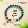 Perlenarmband mit neunschwänzigem Fuchs aus weißem Kristall und Achatperlen - Neunschwänziger Fuchs Armband Stil E (SL6504) / 8mm