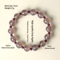 Pulsera de cuentas de ágata gris natural de 10mm con espaciadores de granato de 4mm. - Pulsera de Una Vuelta de Ágata Gris Natural 10mm / Circunferencia 15cm