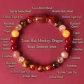 Professionele multi-edelsteen dierenriem armband met 8mm rode agaat en tijgeroog kralen - Rat Aap Draak Tri-Harmonie / 8mm Kraaldiameter