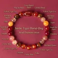 Handgemaakte 8mm dierenriem kristallen armband met rode agaat en tijgeroog kralen - Tijger Paard Hond Tri-Harmonie / 8mm Kraaldiameter