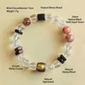 Handgefertigtes Perlenarmband mit Bergkristall, Super Seven und Natur-Sandelholz - Handumfang 15cm / Bergkristall & Super Seven Armband