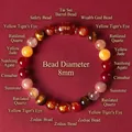 Multi-edelsteen dierenriem kristallen armband met rode agaat kralen voor geluk - Geit Varken Konijn Tri-Harmonie / 8mm Kraaldiameter