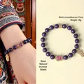 Elegante pulsera de cuentas de incienso violeta con colgante de calabaza rosa y oro - 8mm / Púrpura