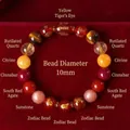 Bracelet en agate rouge avec signes du zodiaque et perles de cristal de 10 mm - Chèvre Porc Lapin Tri-Harmonie / Diamètre de perle 10mm
