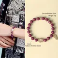 Elegante pulsera de perlas de incienso moradas con calabaza de cristal y dijes - 8mm / Burdeos