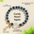 Handgefertigtes Armband aus Natur-Zuckerherz-Achat und weißem Kristall mit Neun-Schwanz-Fuchs - Neunschwänziger Fuchs Armband Stil F (SL6504) / 8mm