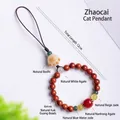 Chinese style lucky cat paw bodhi charm with natural agate and jadeite beads - Cat Claw Charm / 6mm