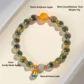 Vintage Chinese style sugar heart agate and natural Hetian jade beaded bracelet for women - Sugar Heart Agate Hetian Jade Bracelet (SL6505) / 8mm / Dark Red Color (Style A)