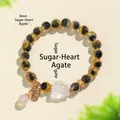 Perlenarmband aus Zuckerherz-Achat mit Neunschwänziger Fuchs-Anhänger aus Kristall. - Neunschwänziger Fuchs Armband Stil H (SL6504) / 8mm
