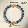 Natural sugar heart agate and Hetian jade beaded bracelet with scripture agate - Sugar Heart Agate Hetian Jade Bracelet (SL6505) / 8mm / Smoky Gray Colorway (Style B)