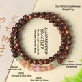 Handmade sandalwood beaded bracelet with natural aventurine jade and cat eye stones - 6mm Beads / 15cm Circumference / Golden Sandalwood