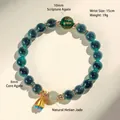 Vintage green candy heart agate and natural jade beaded bracelet with lotus charm - Sugar Heart Agate Hetian Jade Bracelet (SL6505) / 8mm / Dark Green Color (Style F)