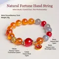 Handgefertigtes Armband mit natürlichem Citrin, rotem Achat und grauem Mondstein - 10mm / 10mm Natürliches Gelbes Kristall Armband