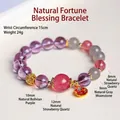 Natur-Erdbeerquarz und Mondstein Perlenarmband mit goldenem Glücksbringer für Frauen - 10mm / 10mm Natürliches Amethyst Armband