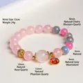 Naturkristall Armband mit Rosenquarz, weißem Phantom und grauem Mondstein Perlen - 10mm / 10mm Natürliches Rosenquarz Armband