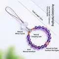 Natürlicher Amethyst-Handyanhänger mit Bergkristall und Aventurin-Jade-Detail - Amethyst
