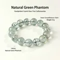 Premium natural green phantom quartz bead bracelet with 14mm round beads, 51g total weight - 14mm Bead