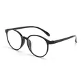 Stylish black round frame glasses for women with anti-blue light protective lenses - Plain Lens (Anti-Blue Light) / Black