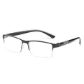 Premium zwarte zakelijke halfframe leesbril met handige blauwlichtfilterglazen - +1.00 Dioptrie / Zwart Frame
