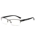 Zakelijke leesbril voor heren met half montuur, blauwlichtfilter lenzen en stijlvol bruin metalen frame - +1.00 Dioptrie / Gunmetal Frame