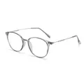 Modieuze grijs transparante ovale brilmontuur met metalen pootjes en blauw licht filter - Anti-Blauw Licht Helder / Transparant Grijs Frame Met Zilveren Poten