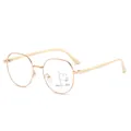 Rosegouden progressieve multifocale leesbril met metalen montuur en beige pootjes - Progressief Multifocaal (0.00D) / Lotuswortel Roze