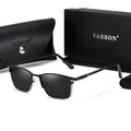 Men's square business sunglasses with polarized lenses, leather case and box included - With Jewelry Box / Black Silver Frame Black Grey Lens