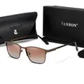Close-up of men's square sunglasses with brown gradient lenses and premium packaging box - With Jewelry Box / Tea Frame Gradient Tea Lens