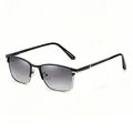 Classic square frame polarized sunglasses for men featuring stylish gradient grey lenses - Black Gold Frame Gradient Gray Lens