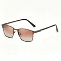 Detail shot of brown metal square frame sunglasses with gradient lenses - Tea Frame Gradient Tea Lens