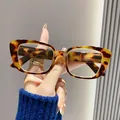 Close-up view of stylish retro leopard print reading glasses featuring anti-blue light lenses - +1.00 Degree / Tortoise Frame