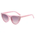 Rosa Katzenaugen-Sonnenbrille für Mädchen mit Glitzerherzen und lila Verlaufsgläsern - Rosa Rahmen Verlauf Graue Gläser