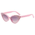 Retro Katzenaugen Sonnenbrille für Kinder mit rosa Glitzerrahmen und lila Verlauf - Vintage Katzenauge Glitzer Stil / Rosa Rahmen Doppelt Graue Gläser